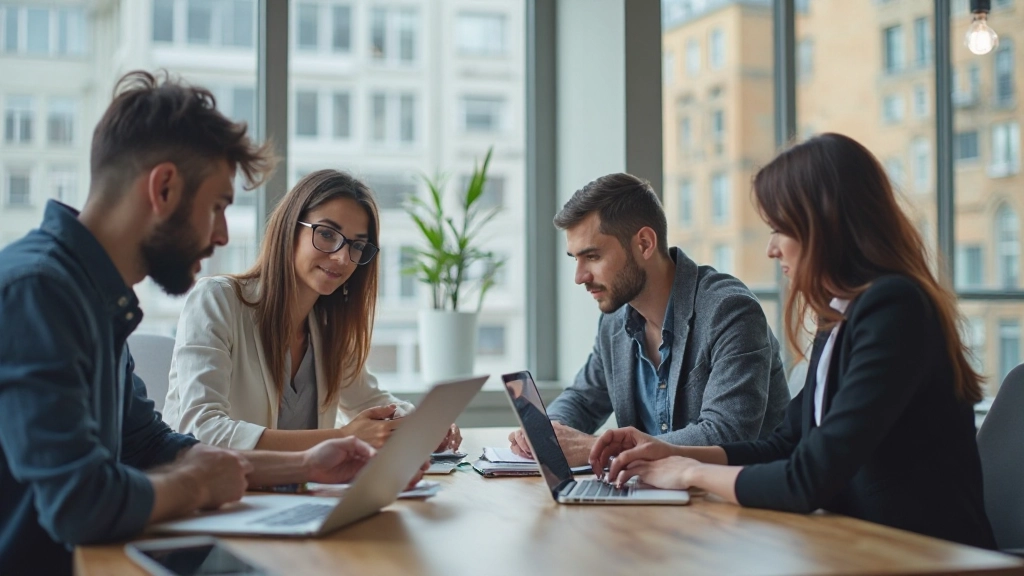 Профессиональная команда проводит встречу и обсуждает стратегию развития бизнеса