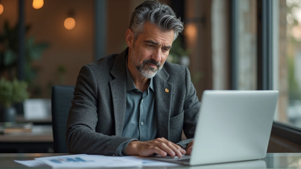 Профессиональный предприниматель работает с финансовыми данными и стратегическими планами